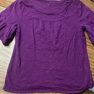 Purple Women's Fall Balloon Short Sleeve Top Size Large